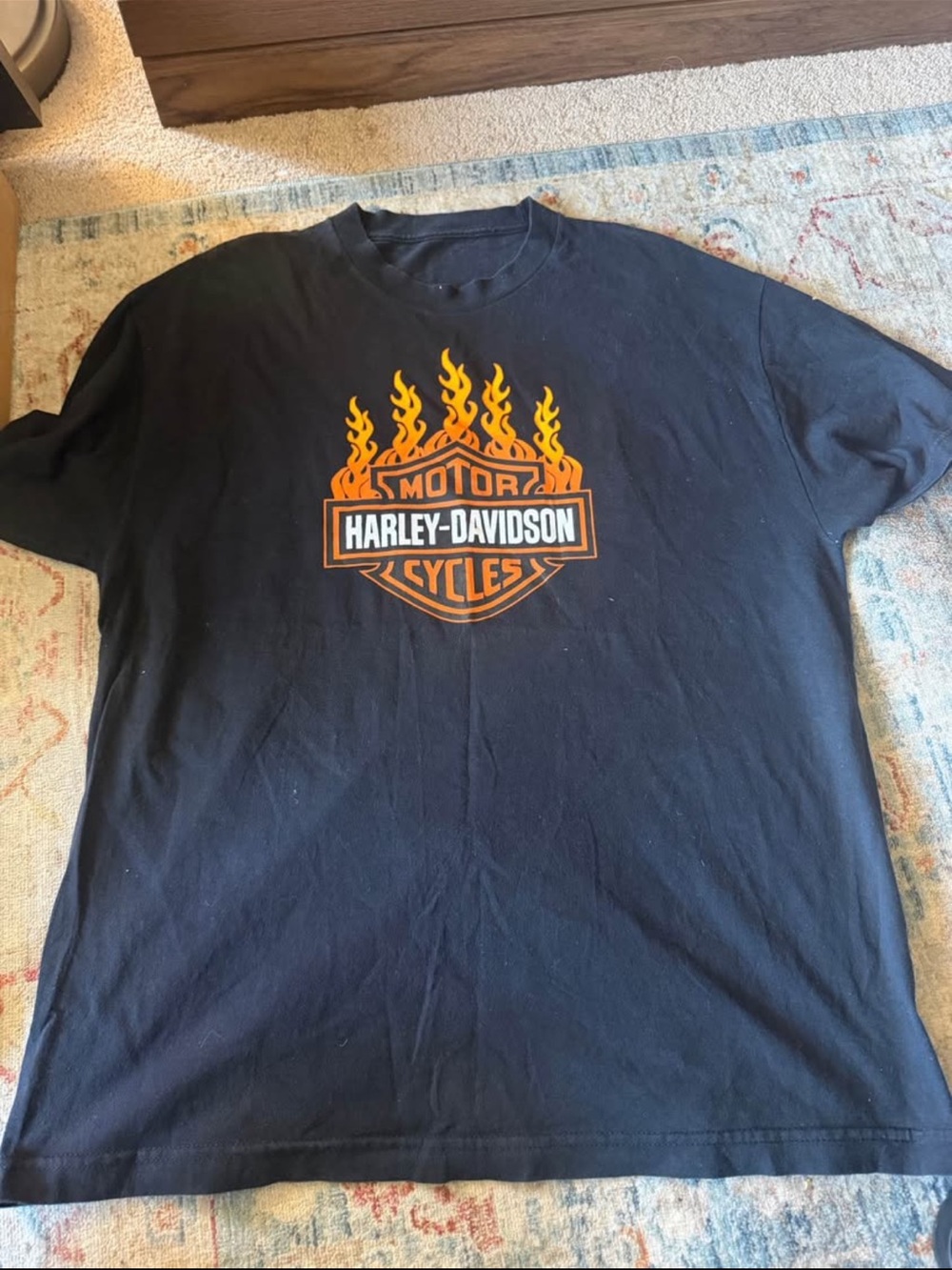 Harley-Davidson Black Tee with Orange & Yellow Flame Logo